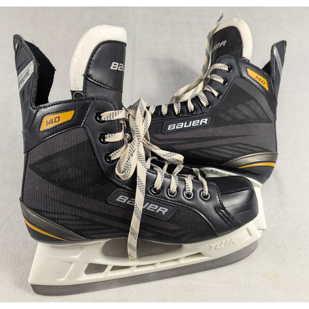 NEW Bauer Supreme 140 Senior Ice Hockey Skates Black Yellow Size 7.0R US 8.5 Men